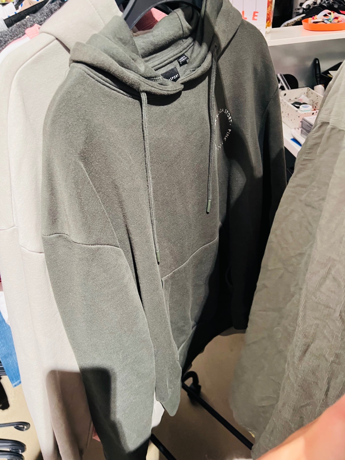 Pinksoda Hoodie Grün grau Gr.: S