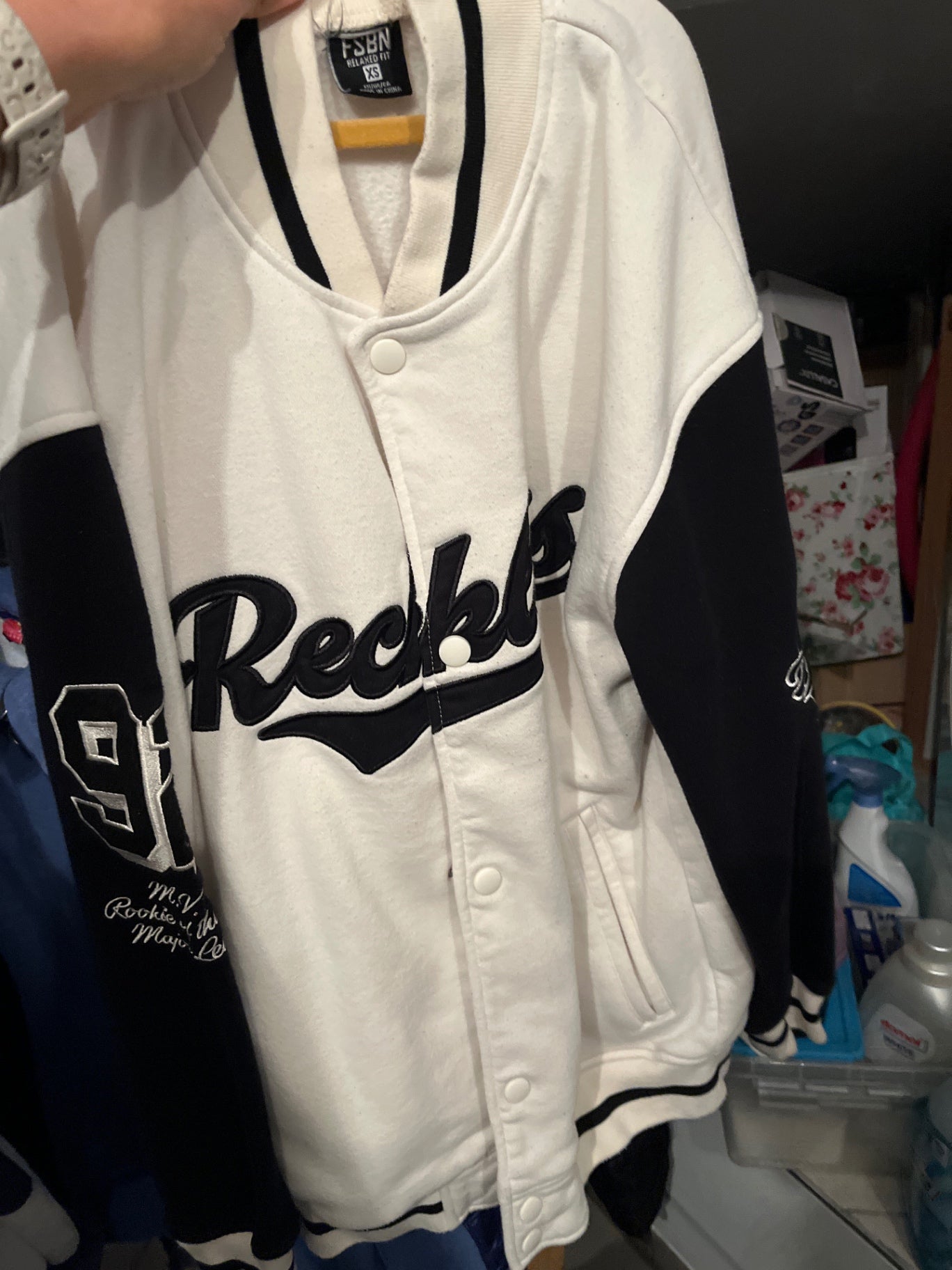 FSBN Collegejacke Weiß und Schwarz Gr.: Xs