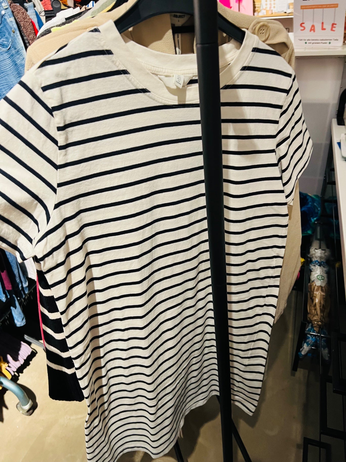 H&M T-Shirt Weiß Streifen Gr.: L