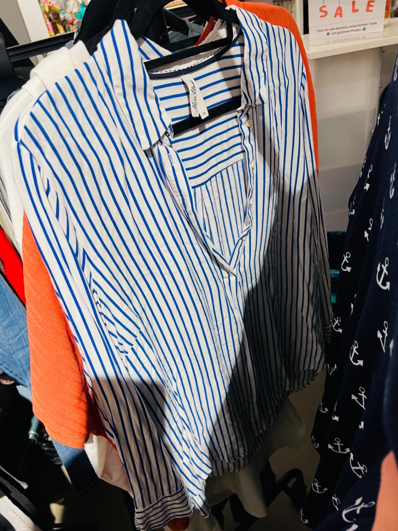 Miss Etam Bluse Blau-Weiß Gr.: 46