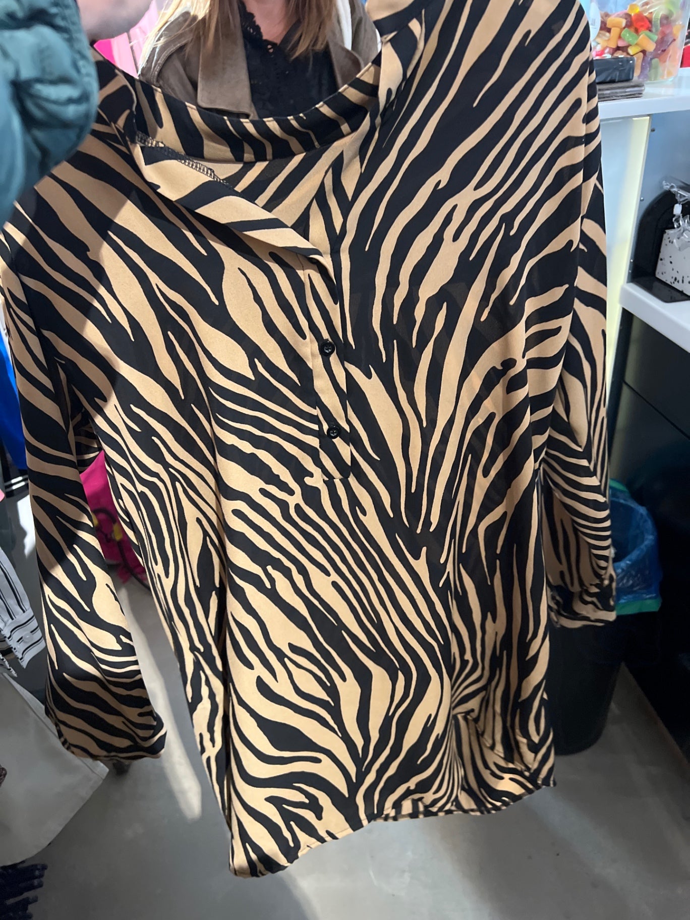Bluse Beige und Schwarz Gr.: L