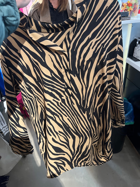Bluse Beige und Schwarz Gr.: L