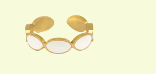 Ring Oval Gold Weiß
