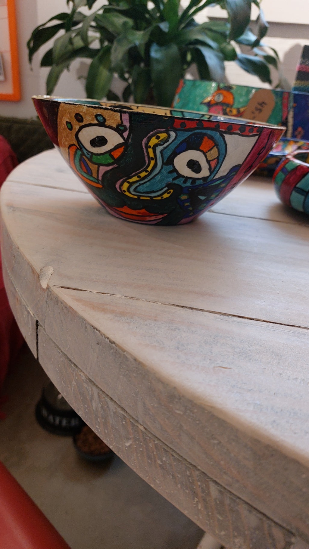 Pop-UP Upcycling Schale m. Gesicht Bunt