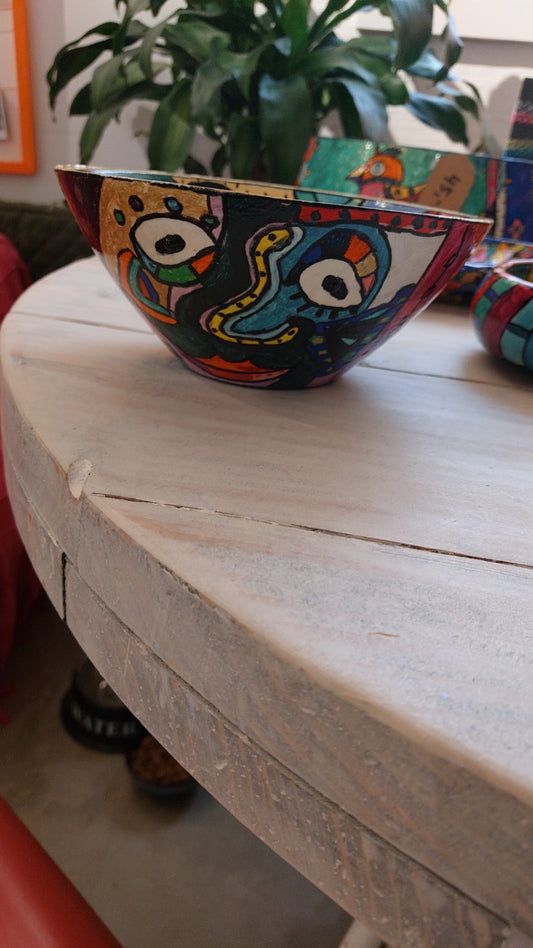 Pop-UP Upcycling Schale m. Gesicht Bunt