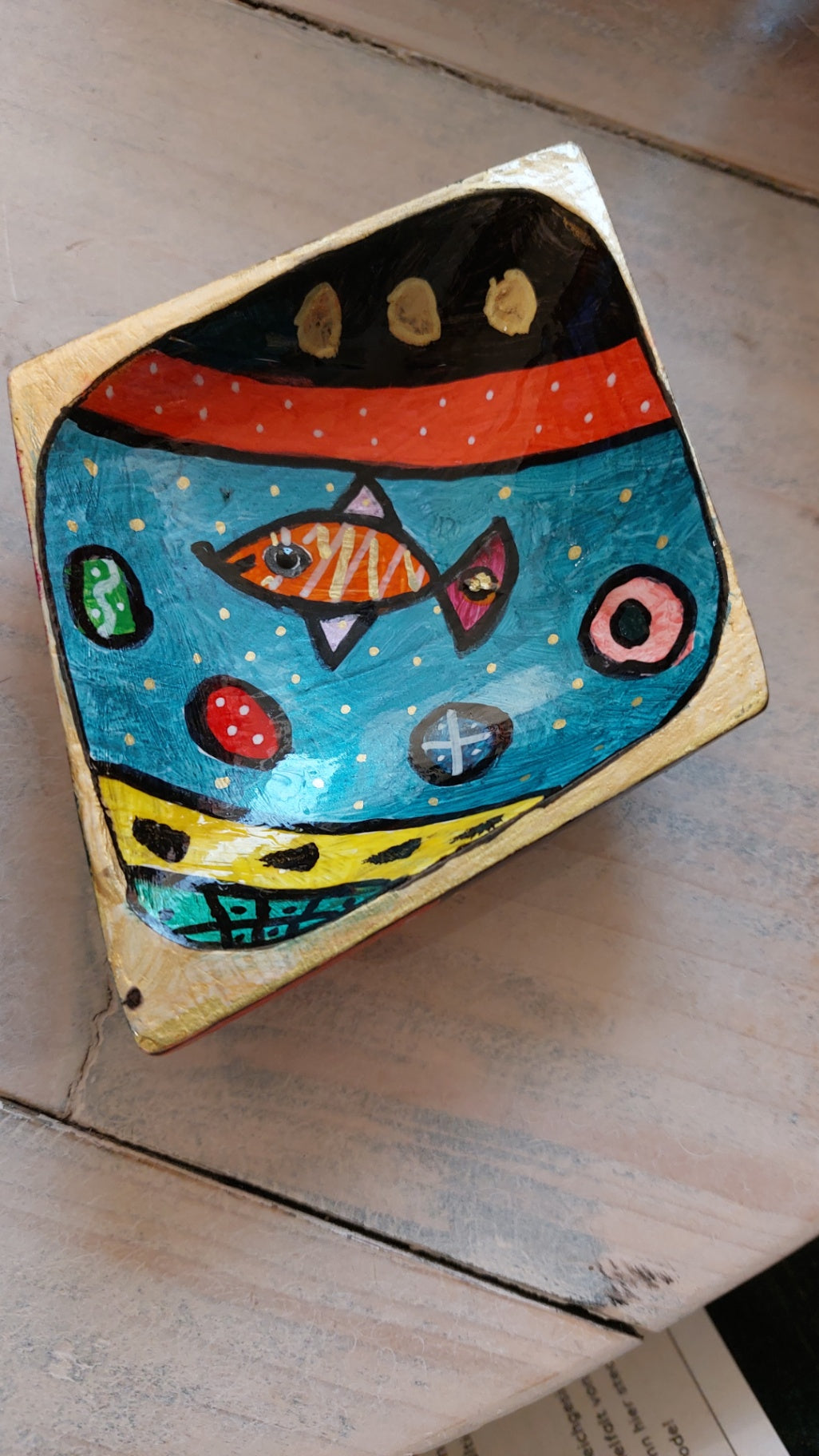 Pop-UP Upcycling Deko Schale Fisch Bunt
