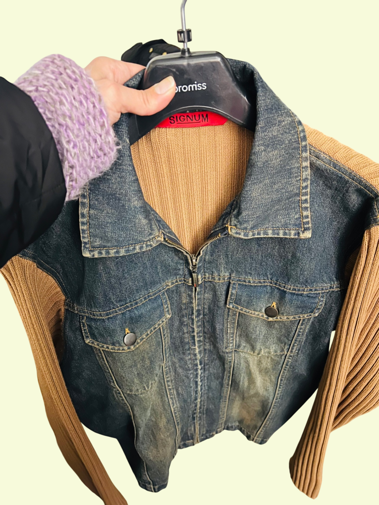 SIGNUM Jeansjacke Blau mit braun Gr.: M
