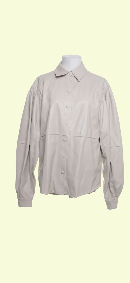 TOPSHOP Kunstleder Hemd Creme Gr.: S