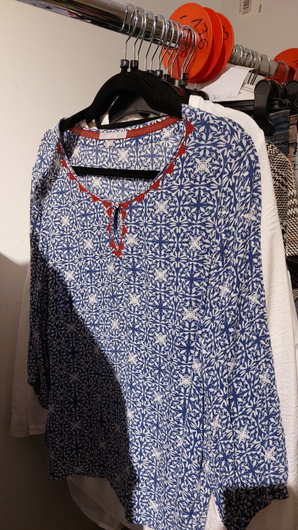 CECIL Bluse Blau und Weiß Gr.: XS