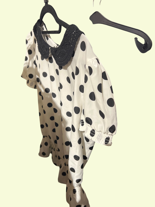Bluse Weiß schwarzen Punkten Gr.: S