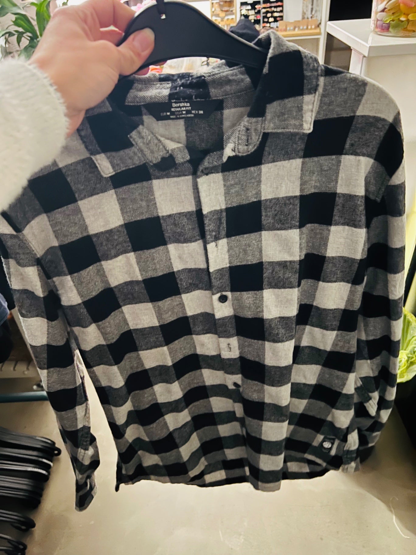 Bershka Hemd Grau und Schwarz Gr.: M