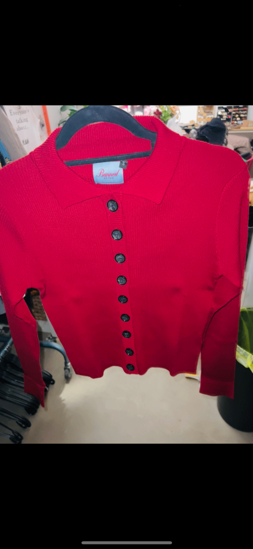 Banned Retro Strickjacke Rot Gr.: S