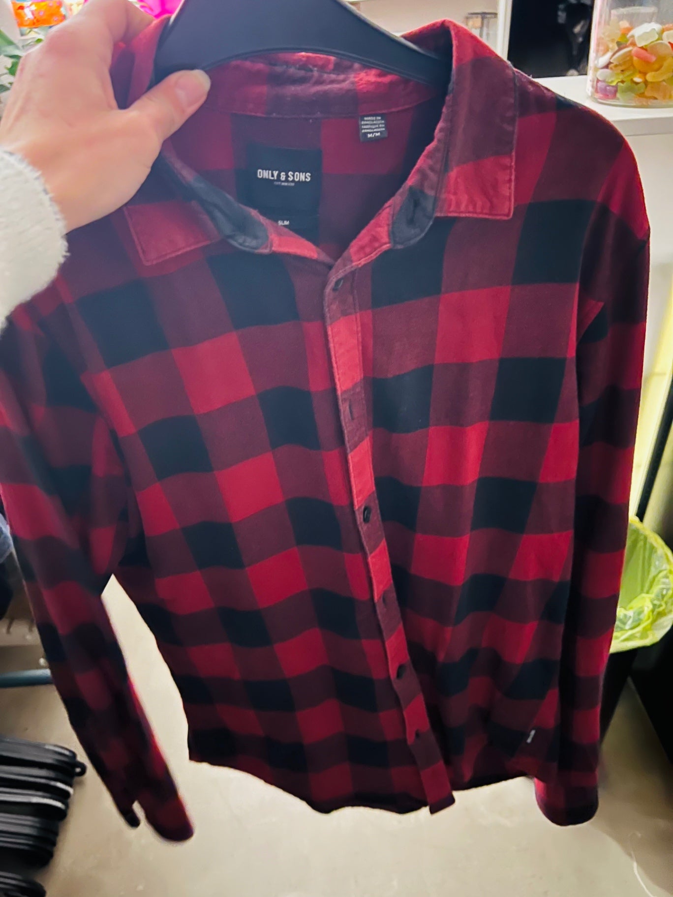 ONLY & SONS Hemd Rot Schwarz Gr.: M