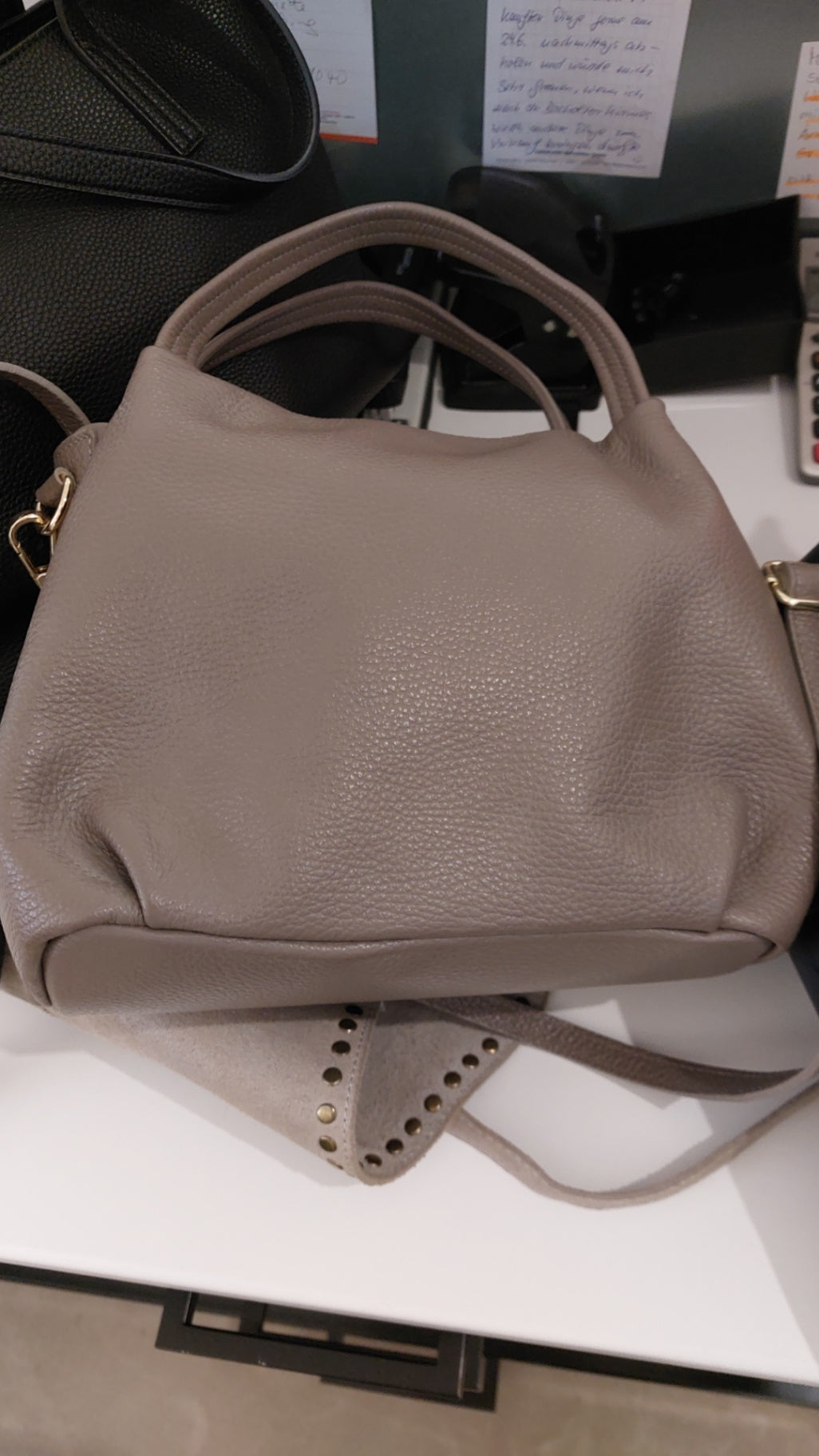 Ledertasche Schlamm/Gold 