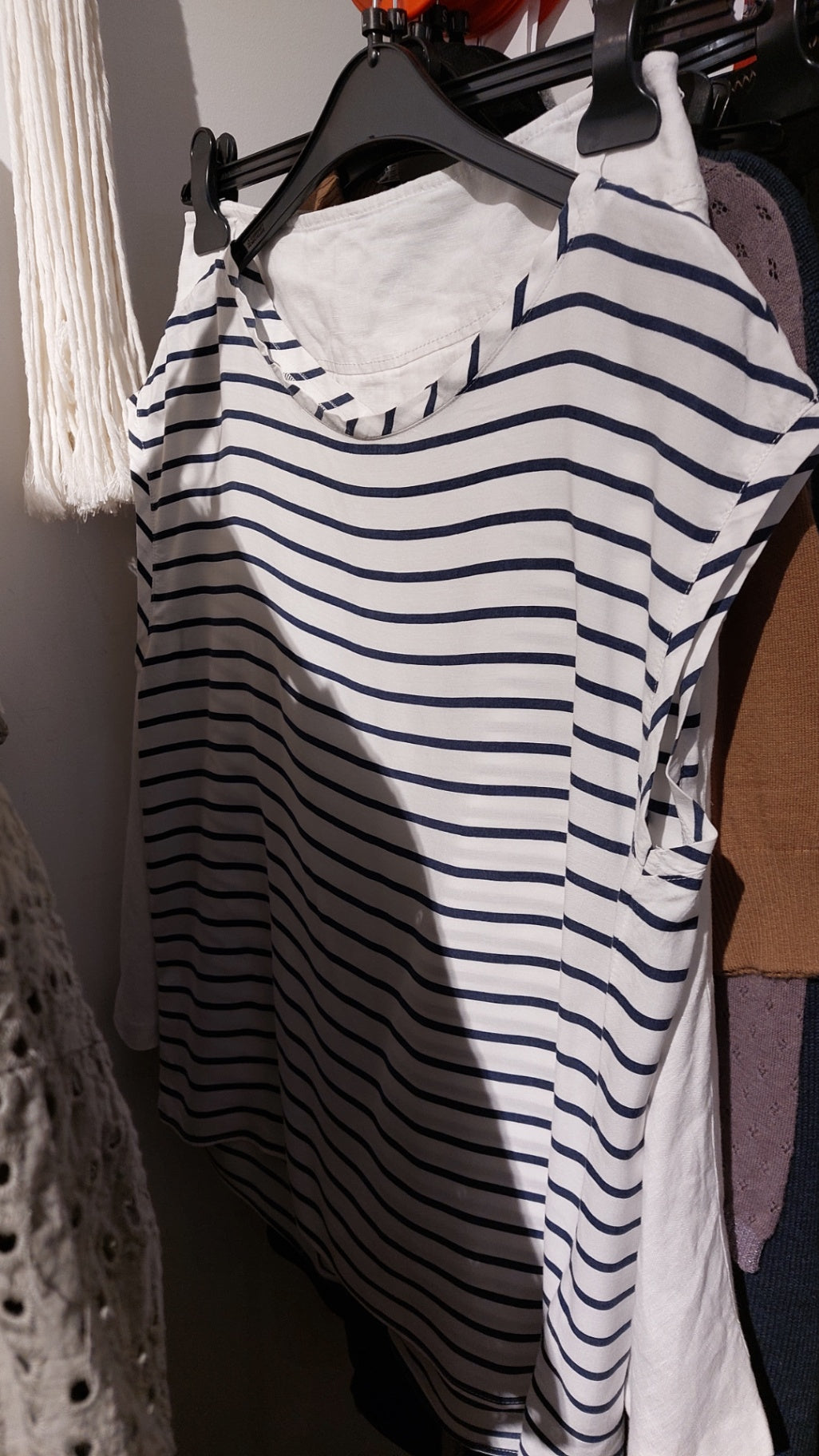 OPUS Blusenshirt Weiß mit blauen Streifen Gr.: L