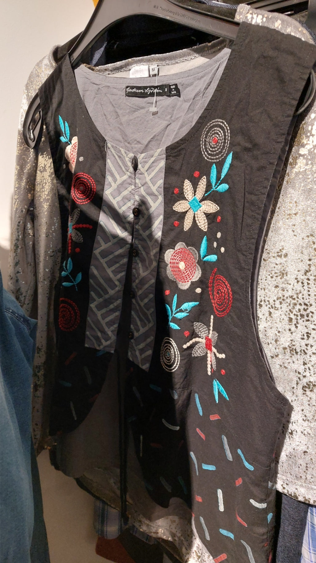 Gudrun Sjödén Weste Schwarz m. Blumen Gr.: M