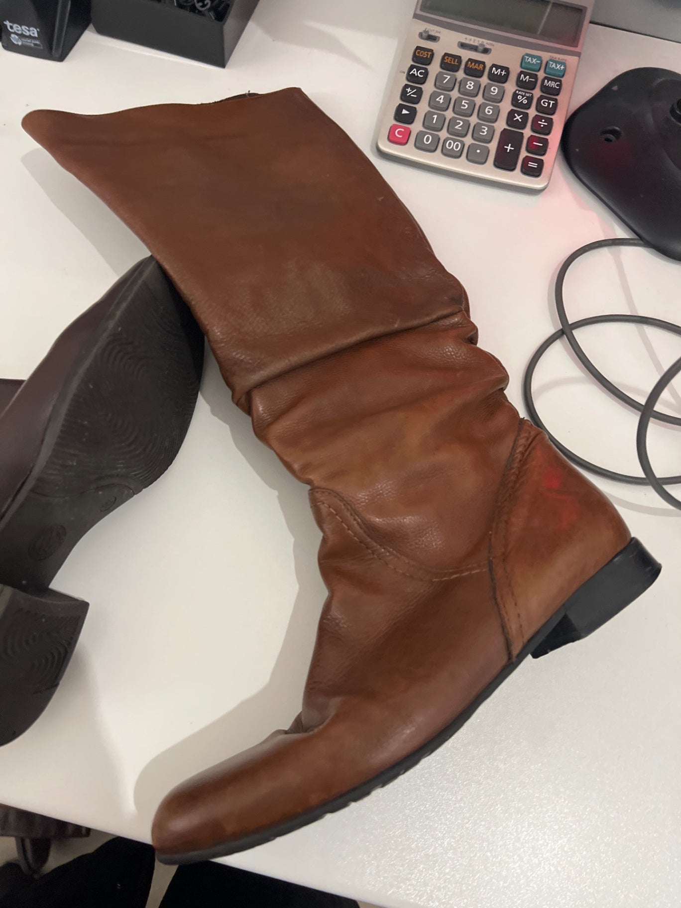 Leder Stiefel Braun Gr.: 38