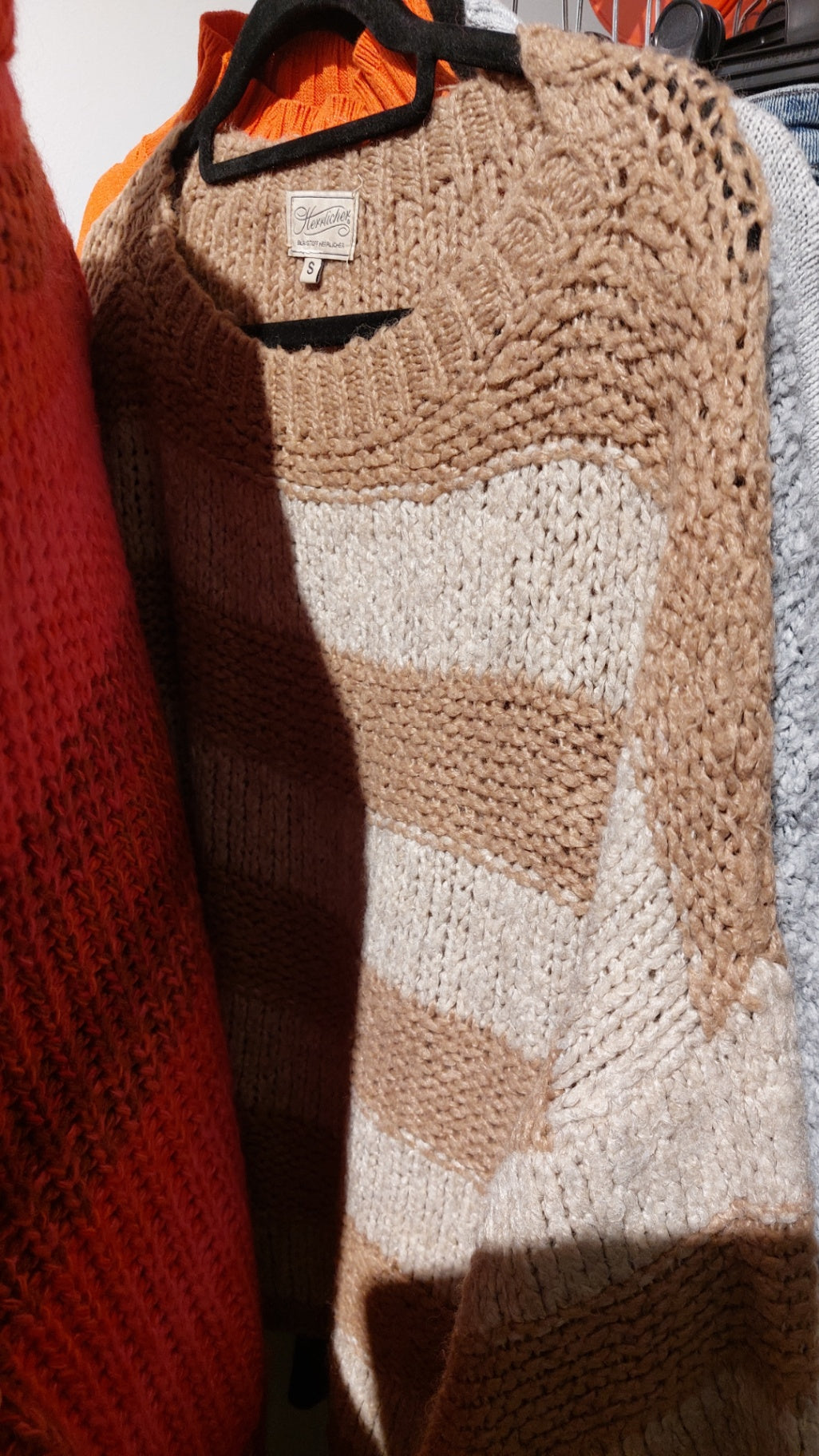 Herrlicher Pullover Beige und Weiß Gr.: S
