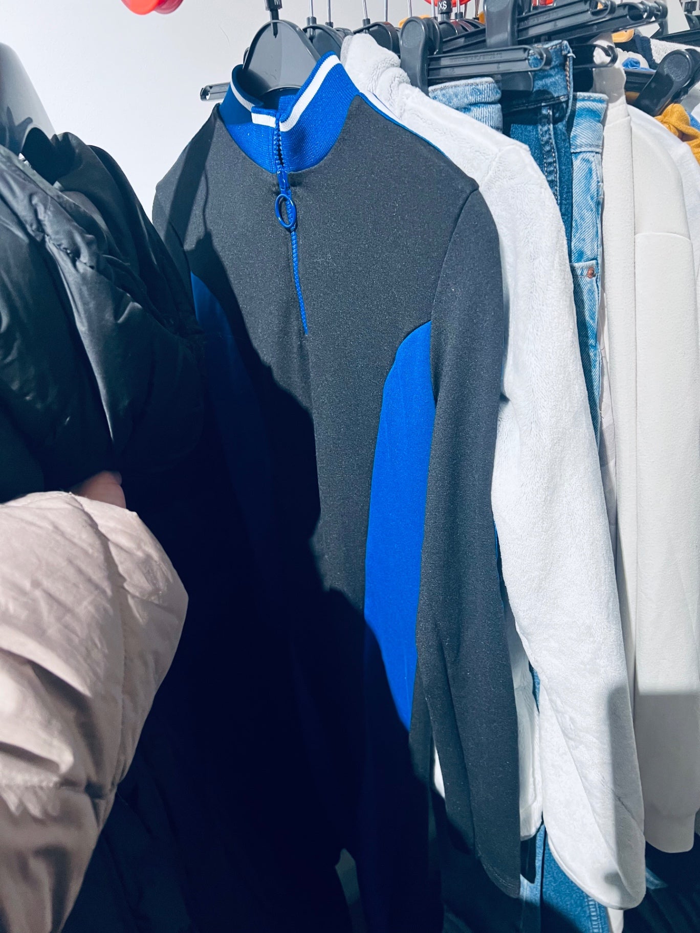 Amisu Sweat Kleid Schwarz Blau Gr.: S