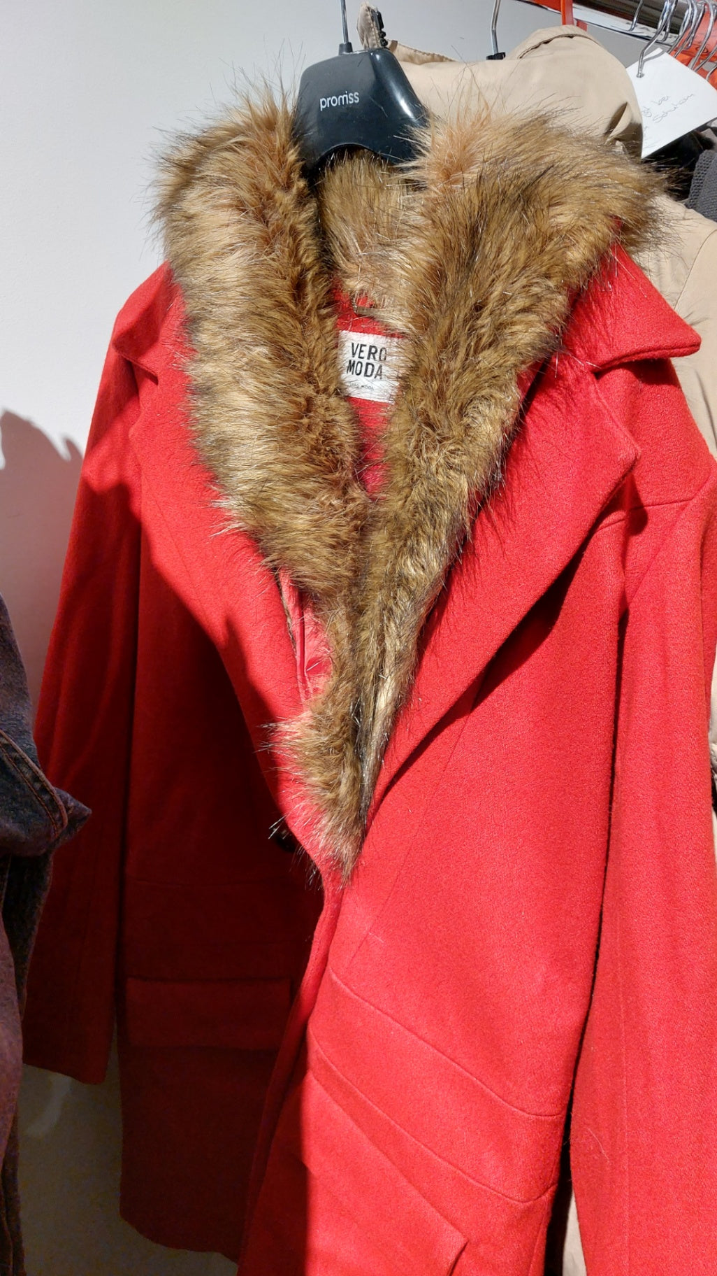 VERO MODA Mantel Rot mit 50% Wolle Gr.: L
