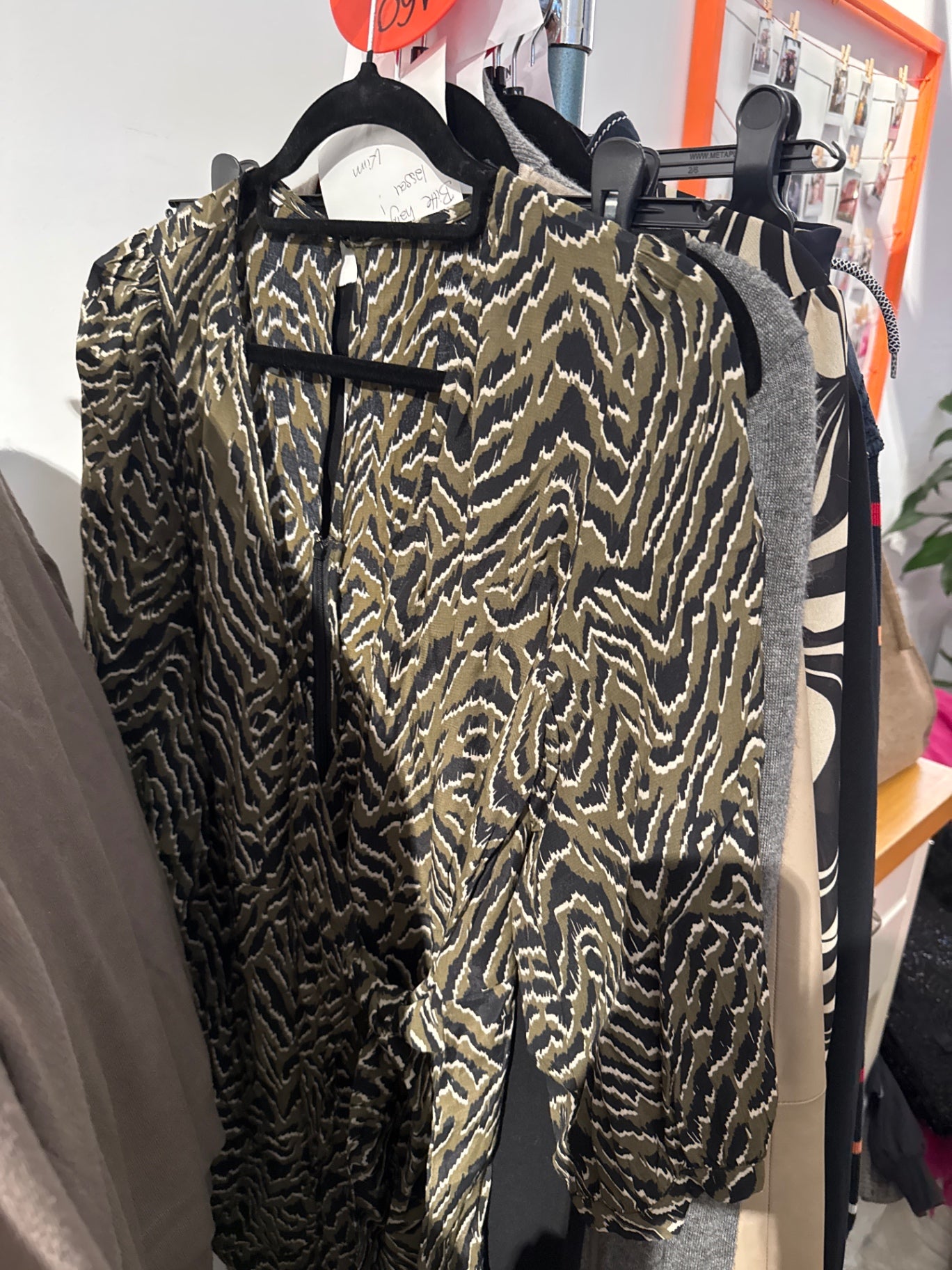 Wickelkleid Khaki schwarz Gr.: M