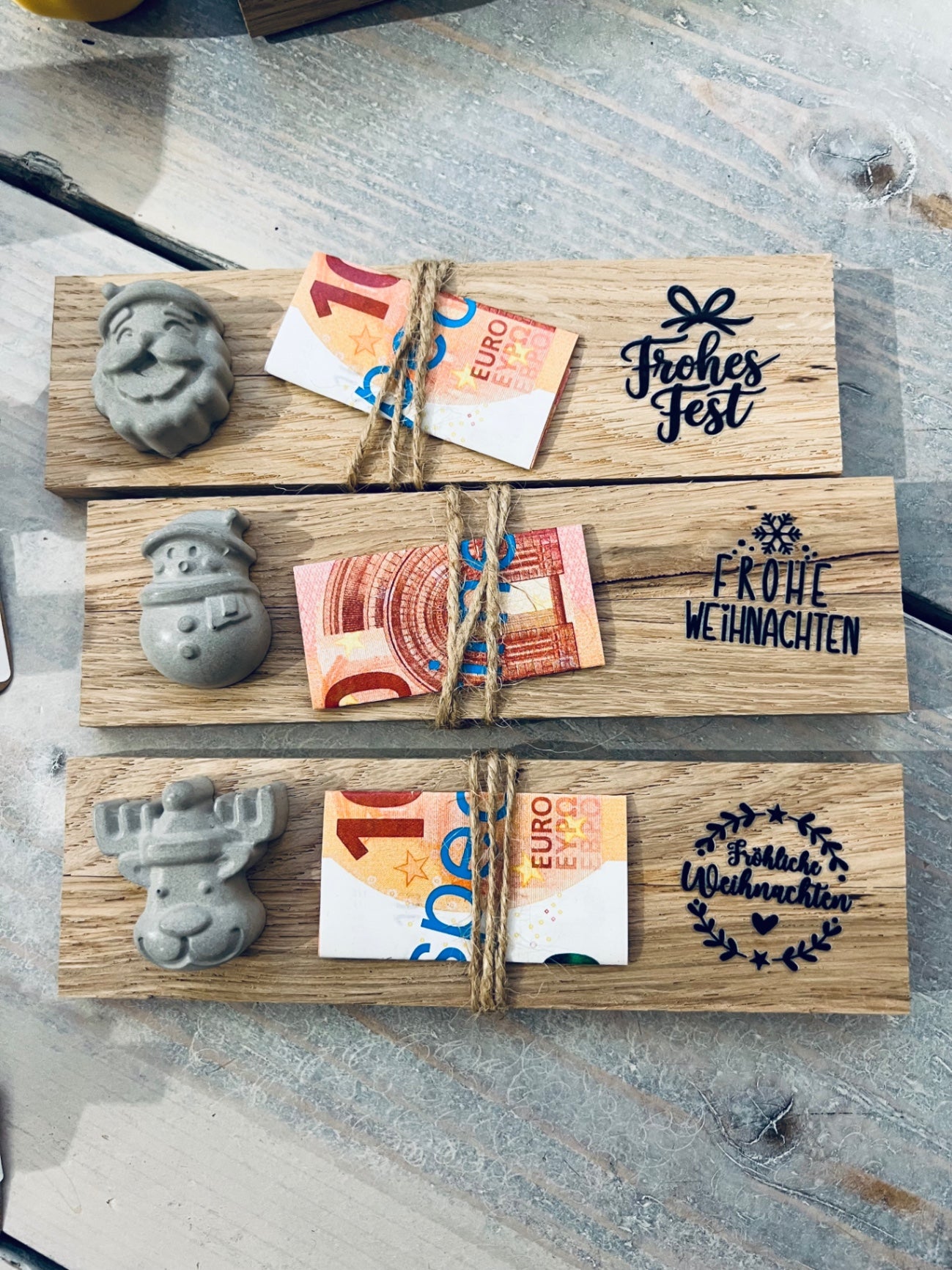 EINZELSTÜCK Geldgeschenk Weihnachten Holz/Beton