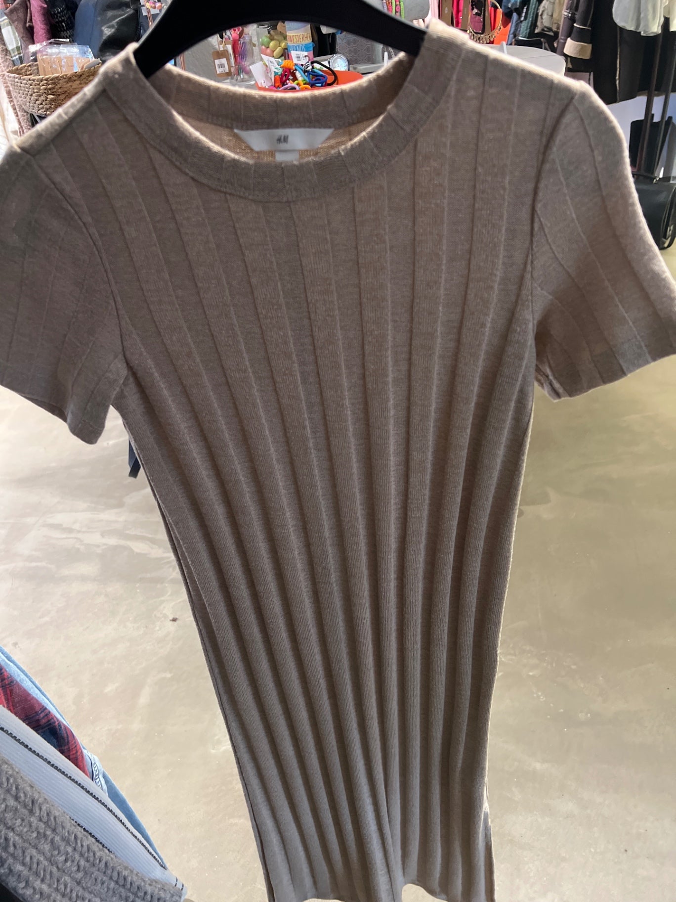 H&M Rippenkleid Beige Gr.: XS