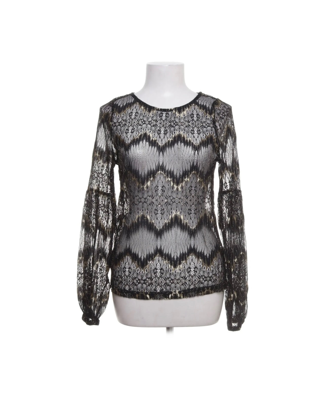 Ellos Spitzenshirt Schwarz, Gold Gr.: S