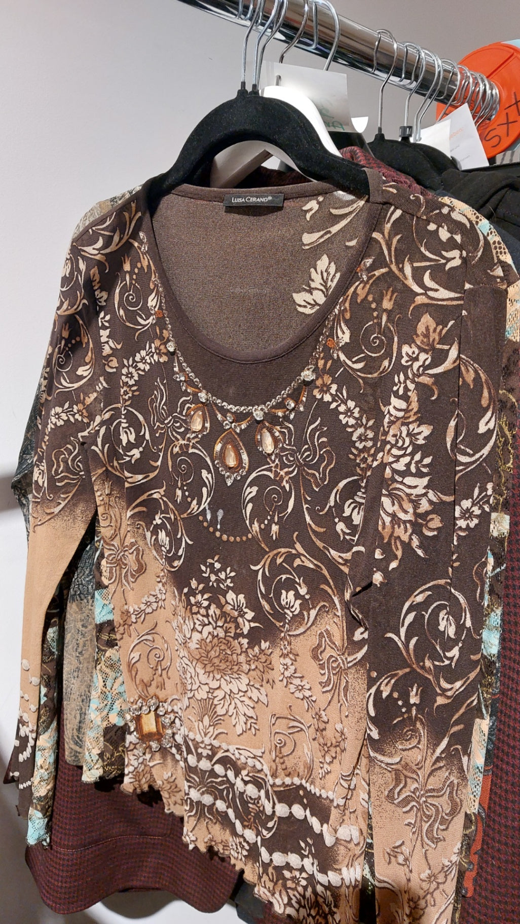 Luisa Cerano Bluse Braun und Creme Gr.: S