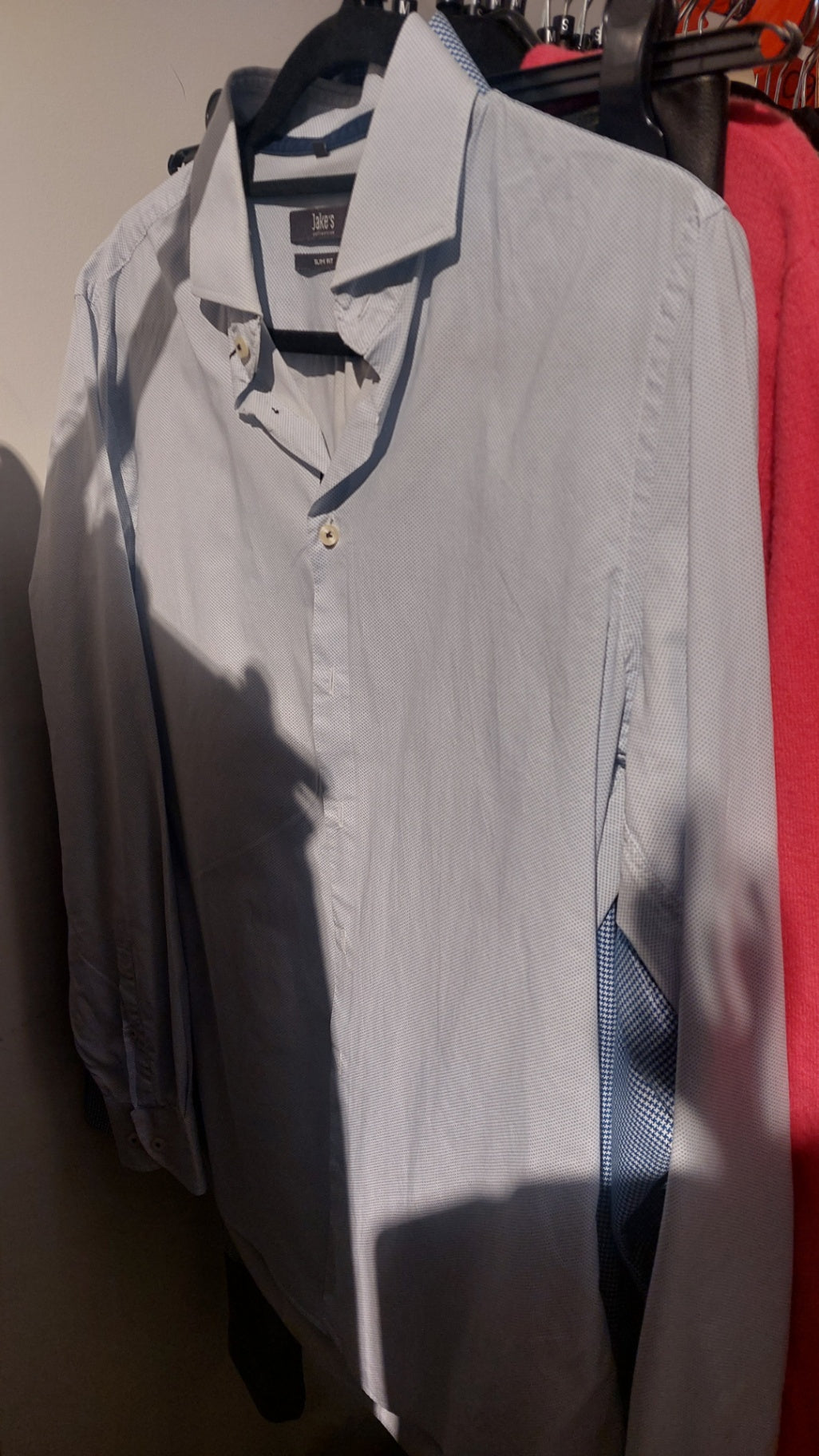 Jakes Hemd Hellblau mit Mustern Gr.: M