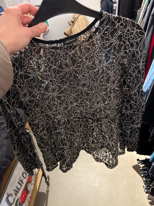 River Island Bluse Schwarz Gold Gr.: S