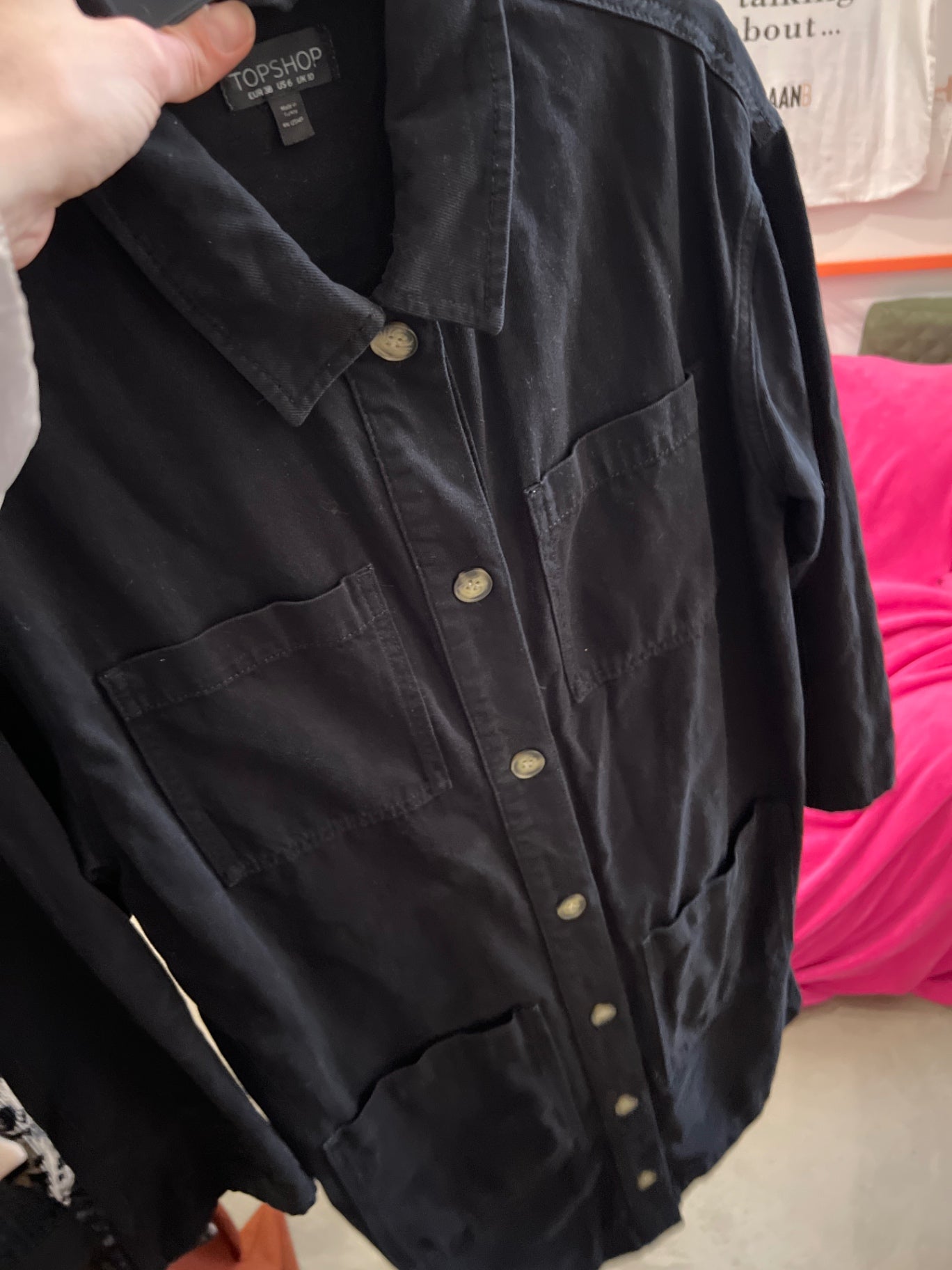 TOPSHOP Hemdkleid Jeans Schwarz Gr.: M