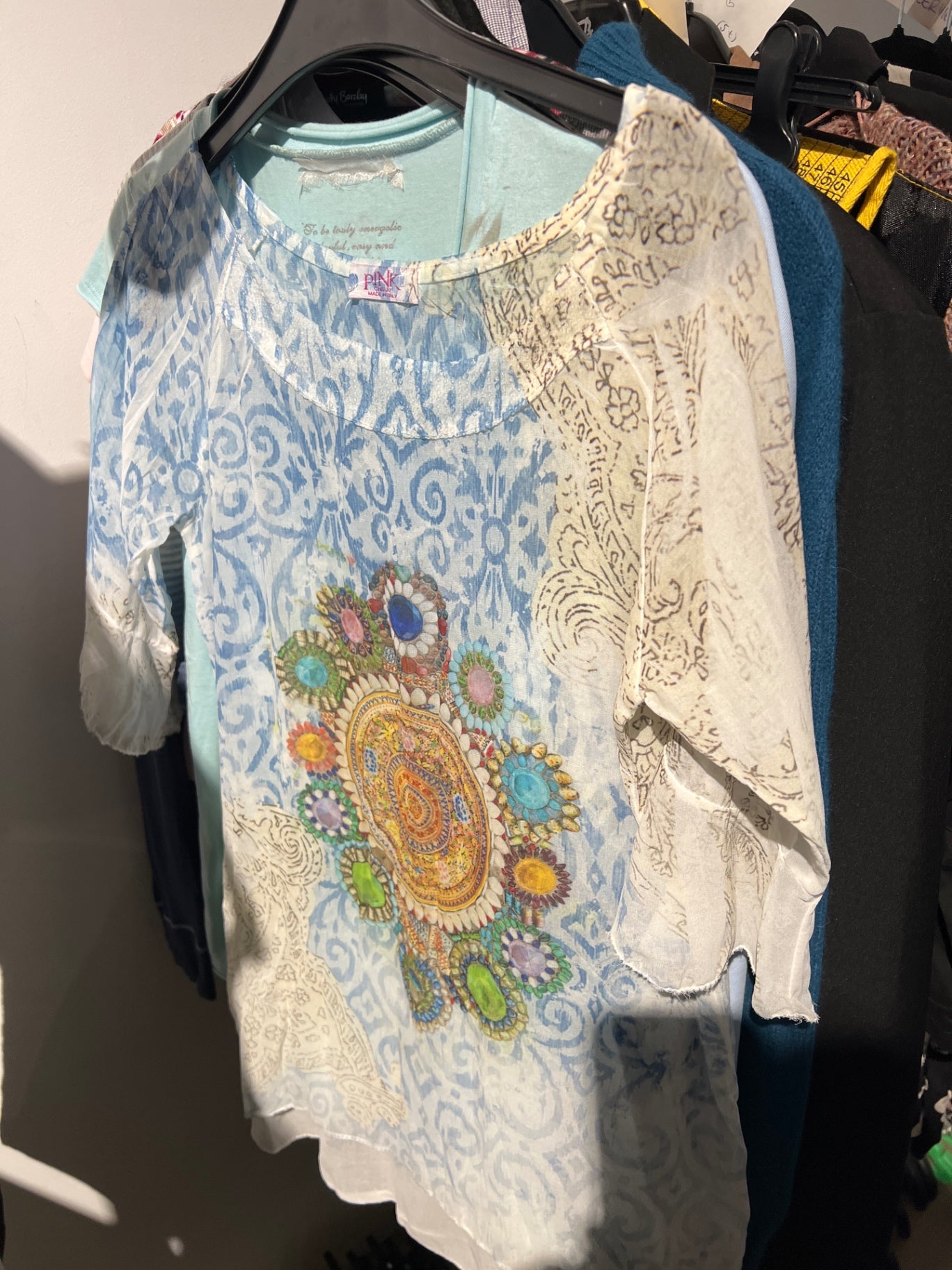 P!nk Bluse Weiß, Blau, Bunt Gr.: M