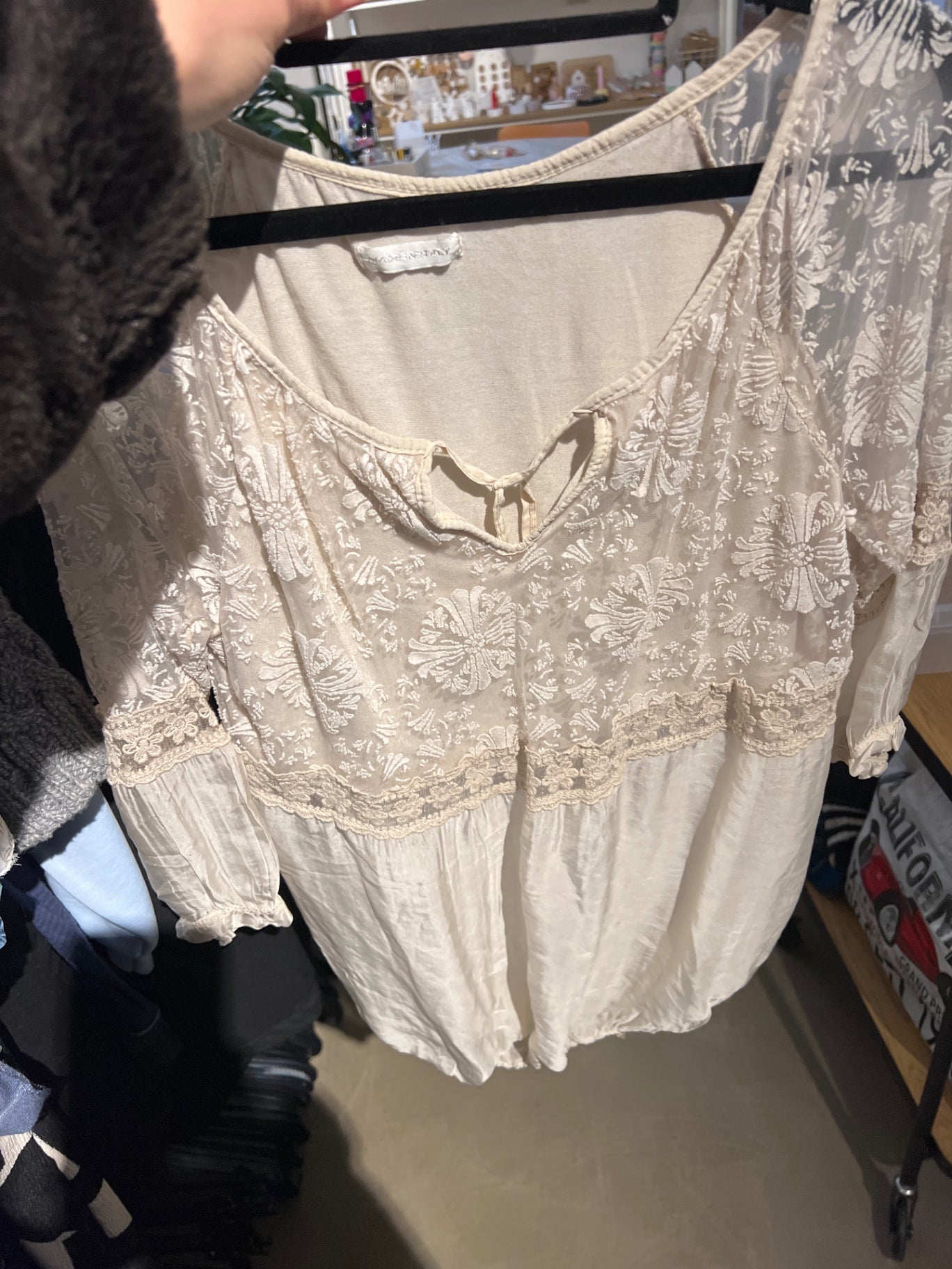 Made in Italy Bluse Creme Gr.: M