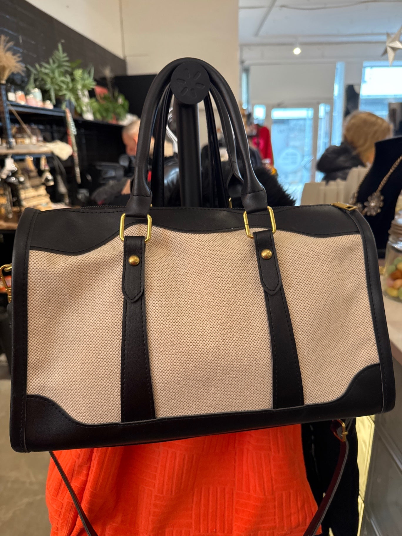  Handtasche Beige und Schwarz Gr.:
