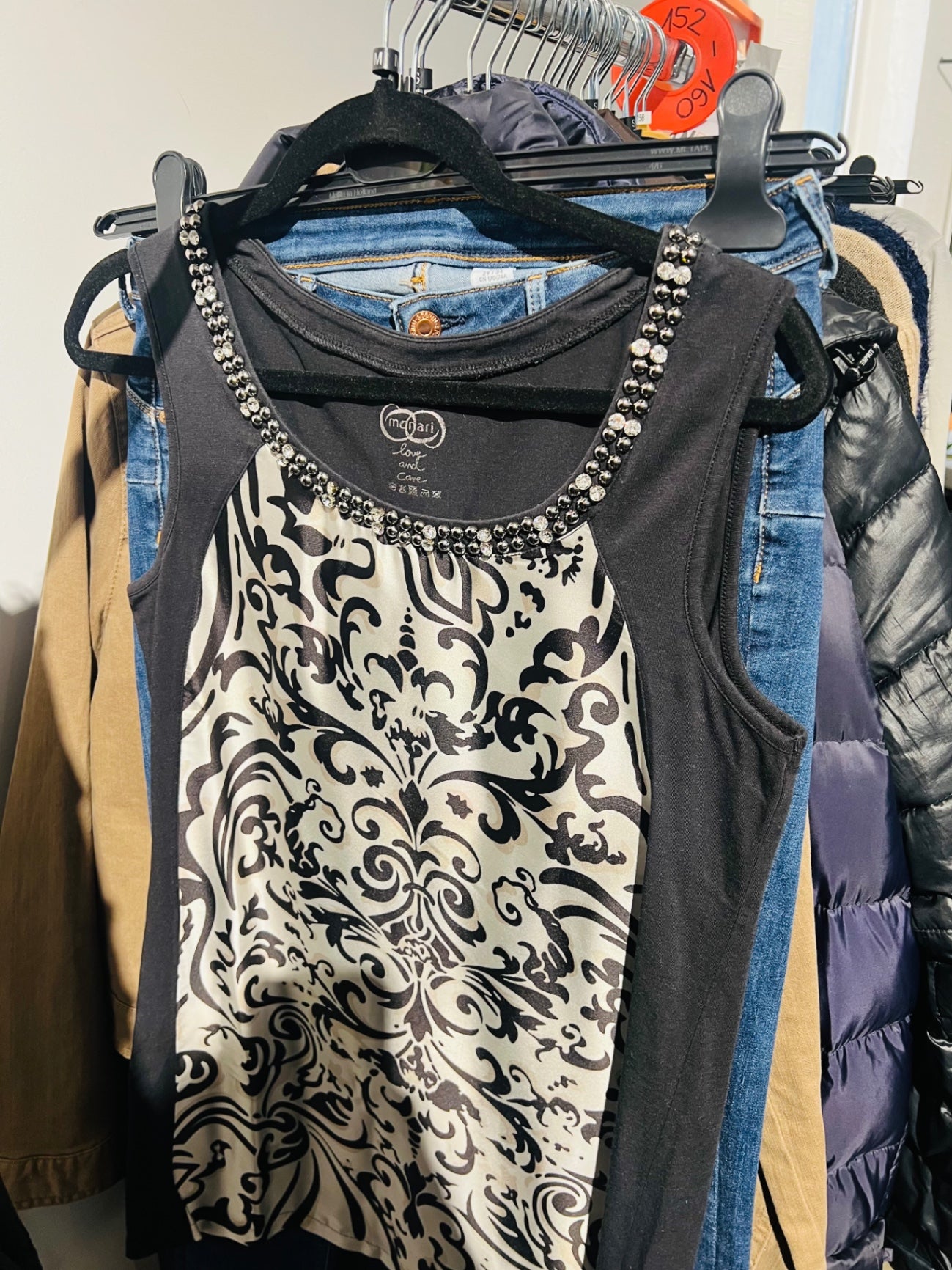 Monari Top Schwarz und Weiß Gr.: M