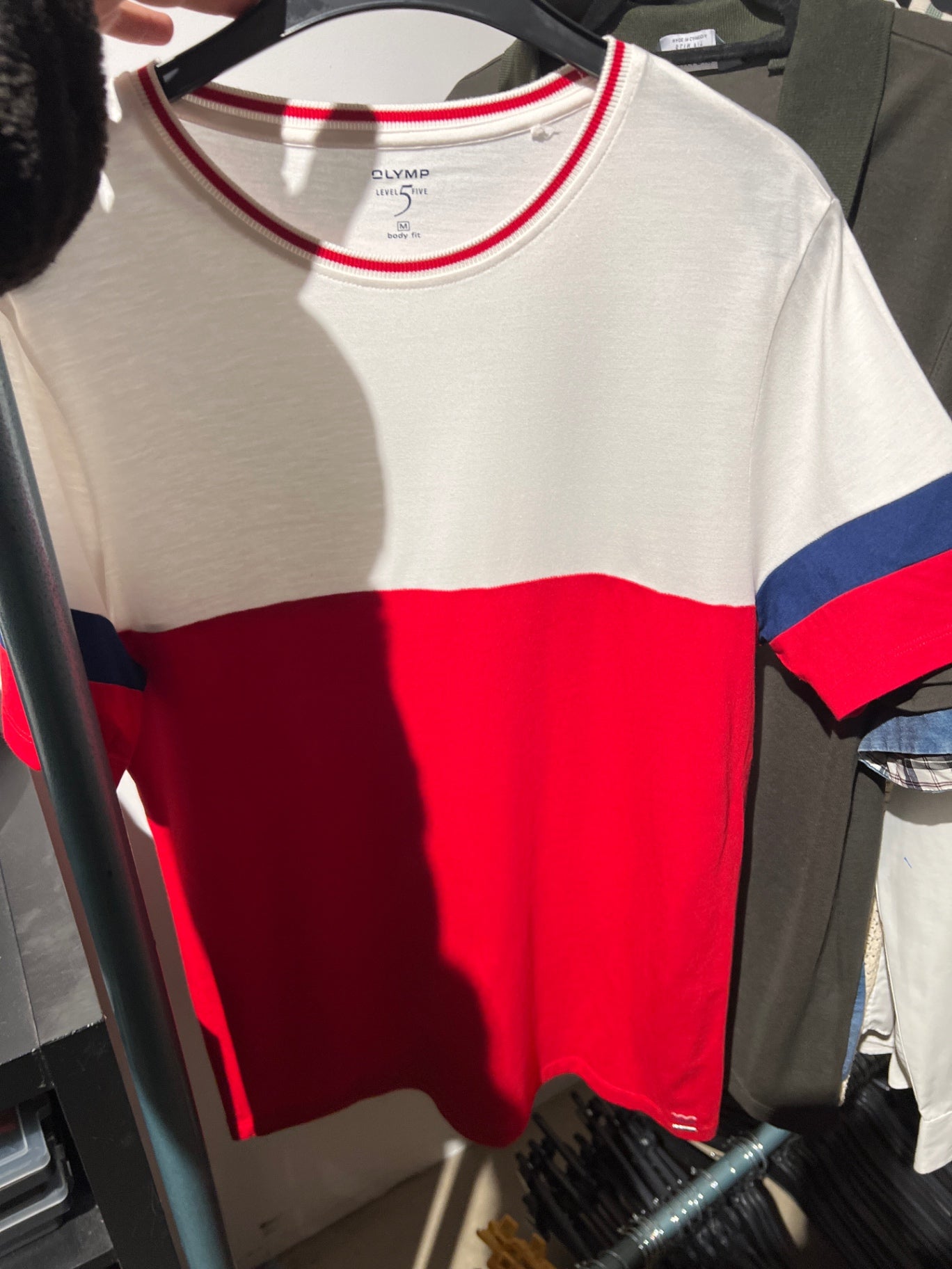 Olymp T-Shirt Weiß, Rot, Blau Gr.: M