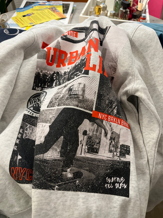 Skate Nation Hoodie Hellgrau 158