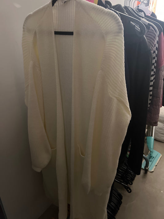 TOPSHOP Long Cardigan Weiß Gr.: M