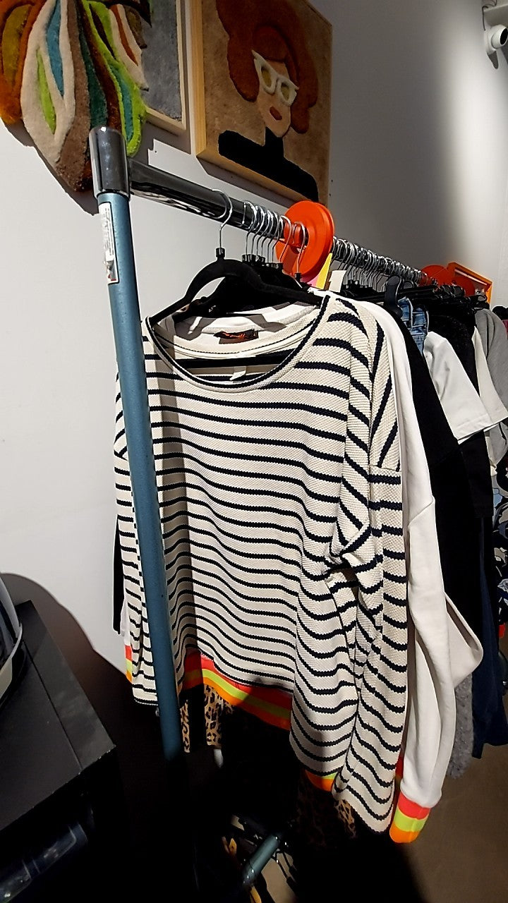 H&M Pullover Weiß mit Schwarz Gr.: L