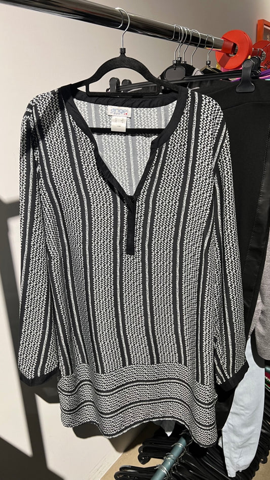 angel Bluse Schwarz und Weiß Gr.: 54