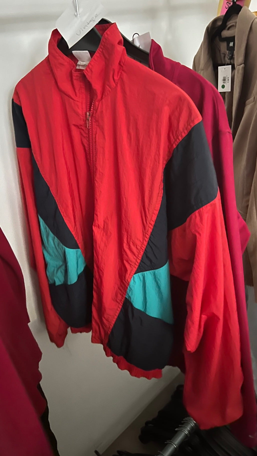 Jacke Rot, Schwarz, Hellblau Gr.: M