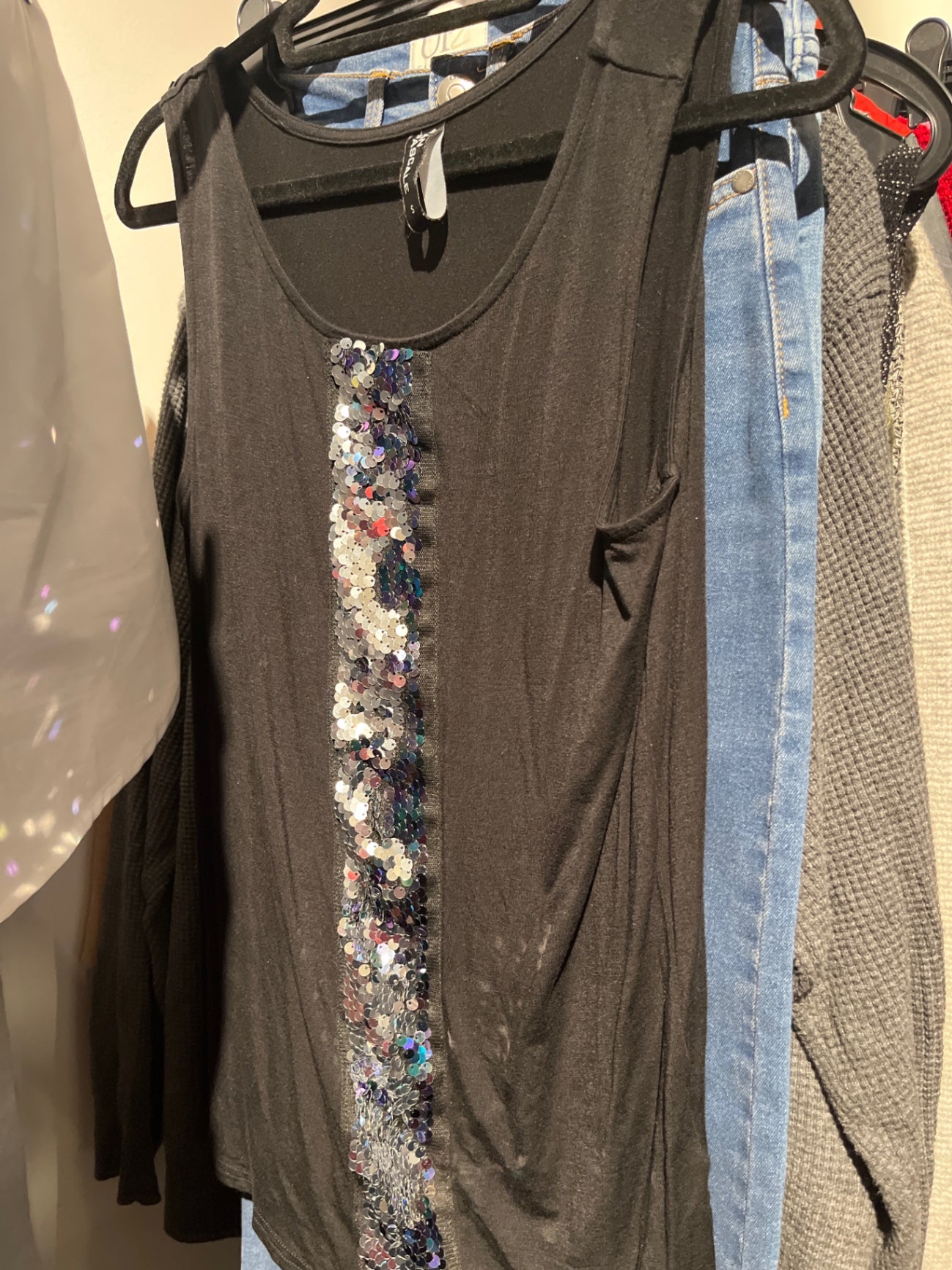 Jean Pascale Top Schwarz Pailetten S