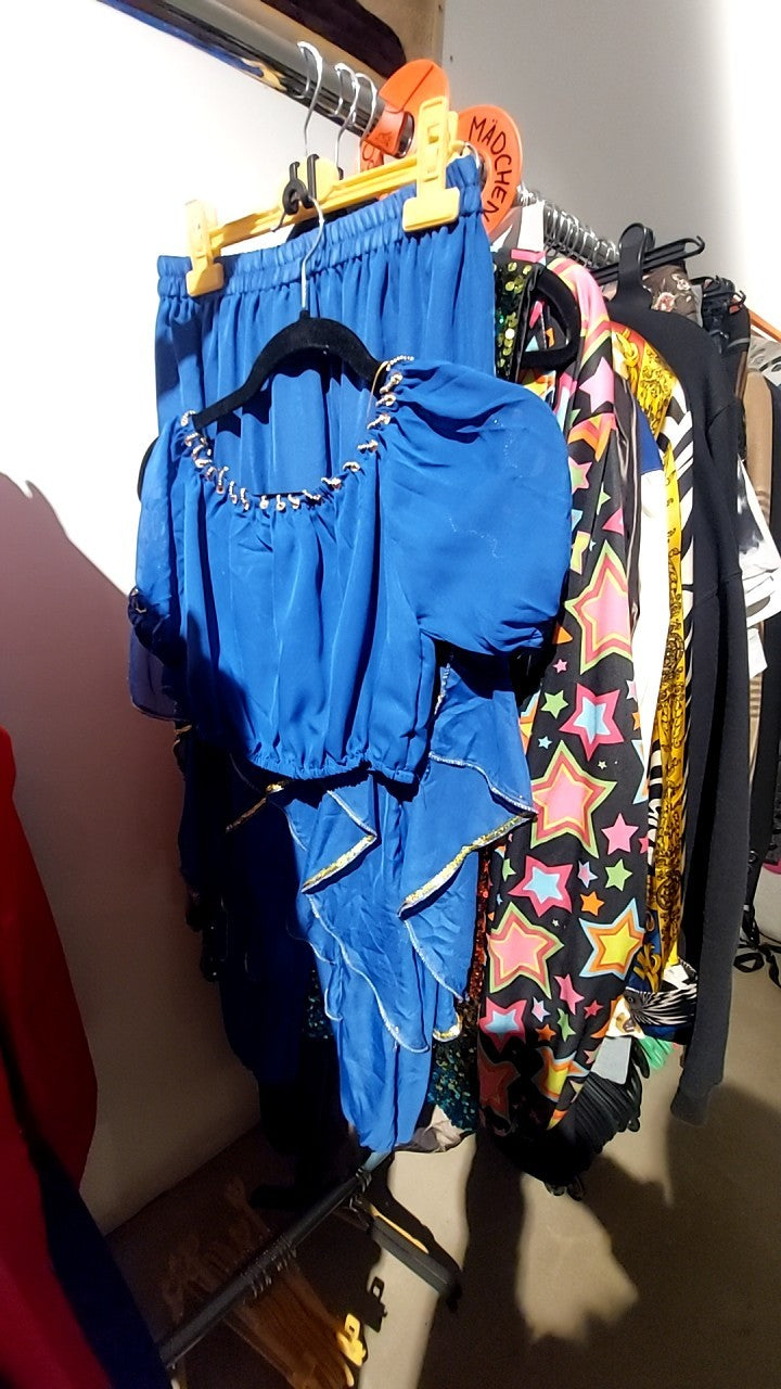 Blau/Gold Karnevalskostüm Blau 2-Teiler
