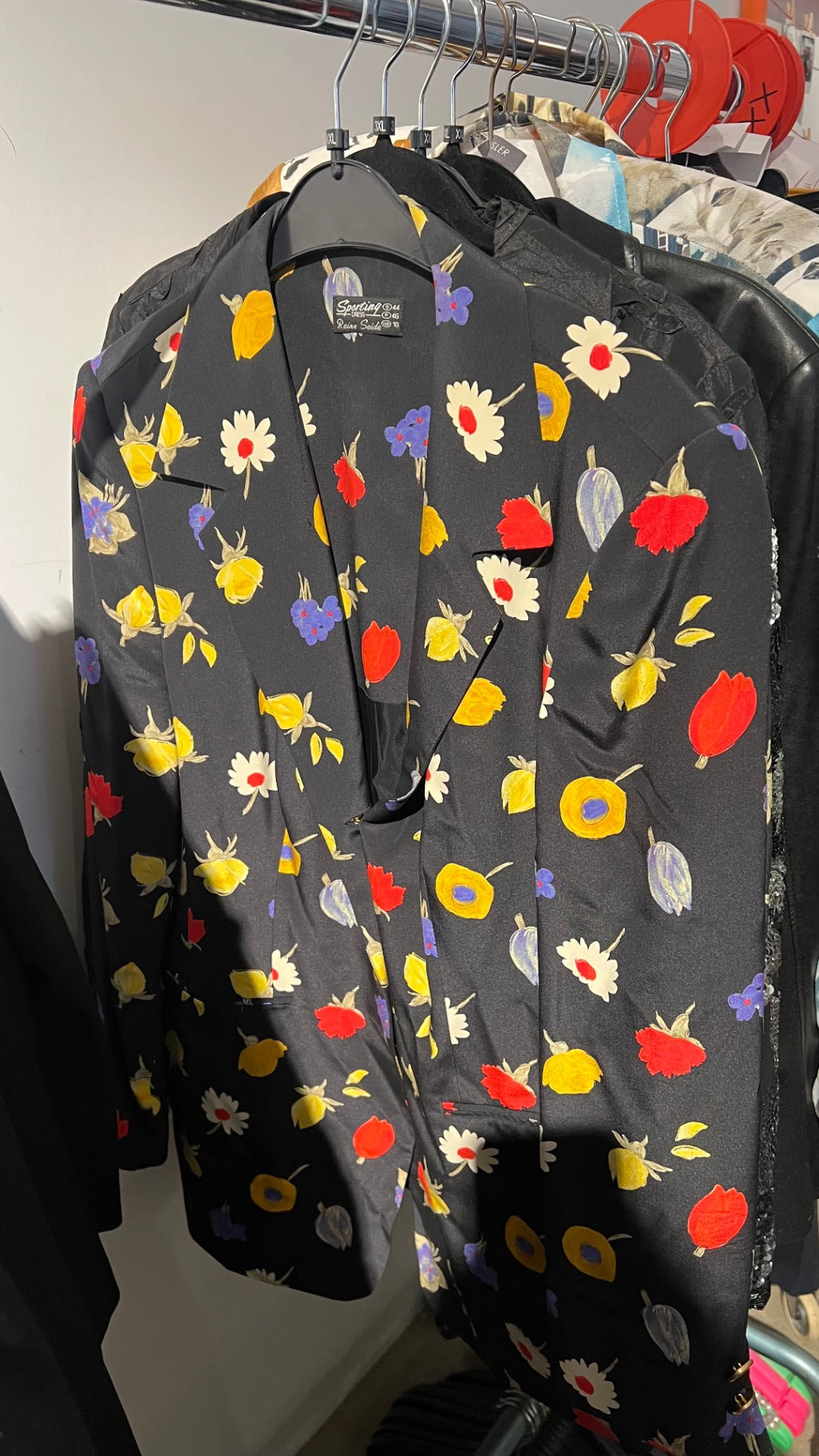 100% Seide Blazer Schwarz Bunt Gr.: L