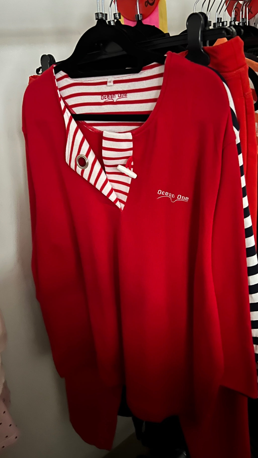 Ocean One Pullover Rot Weiß Gr.: 3XL