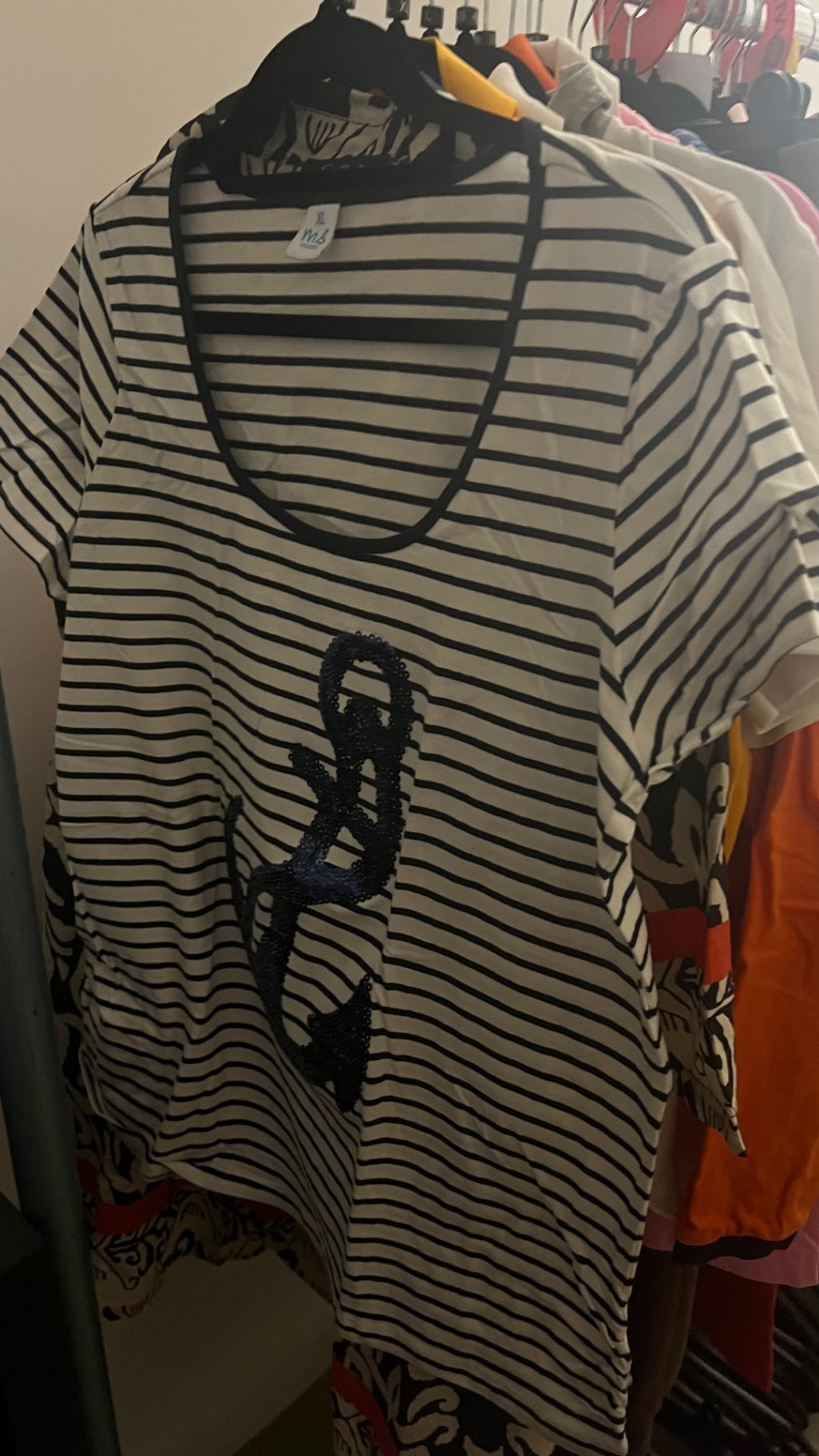 M&S Mode T-Shirt Weiß Streifen Gr.: XL