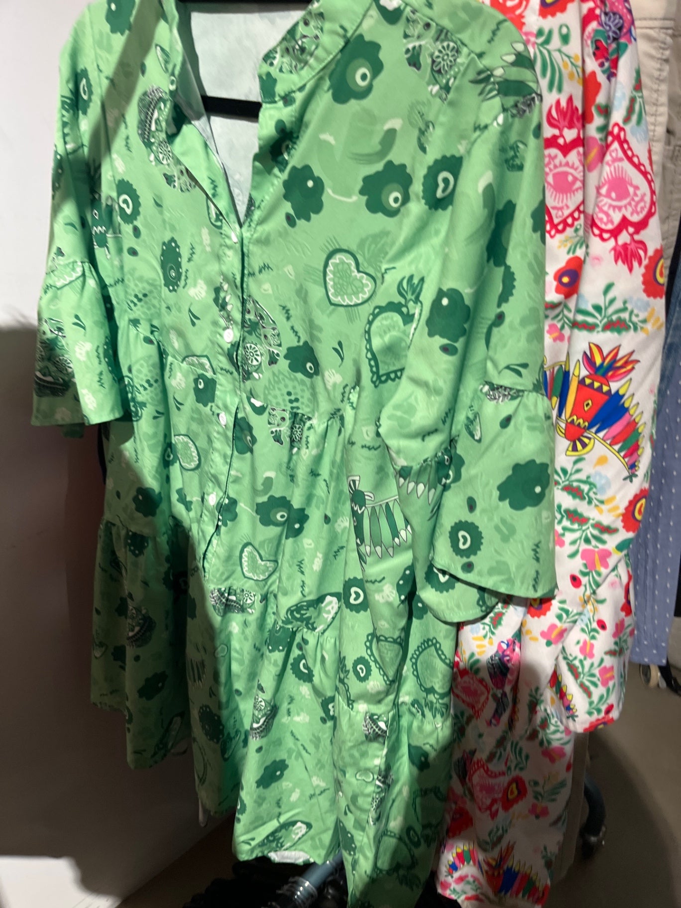 Blusenkleid Grün Muster Gr.: L