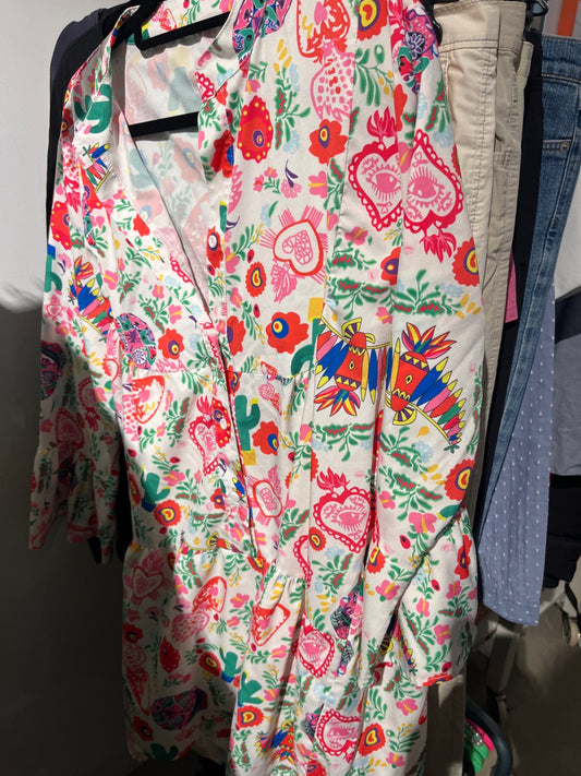 Blusenkleid Weiß bunt Gr.: L