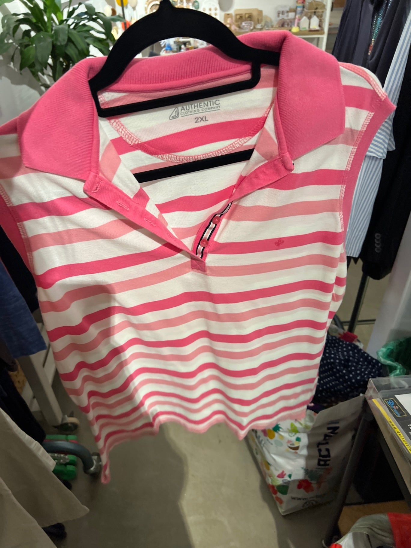 Authentic Clothing Polo Pink Weiß Gr.: XXL